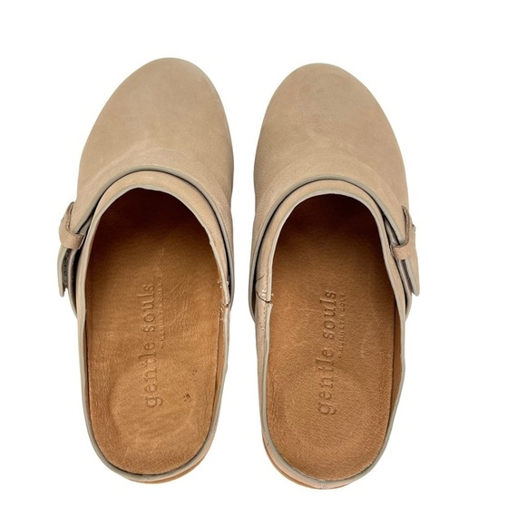 Gentle Souls Henley Tan Leather Wooden Platform Womens Clog Size 6.5M - Picture 7 of 16